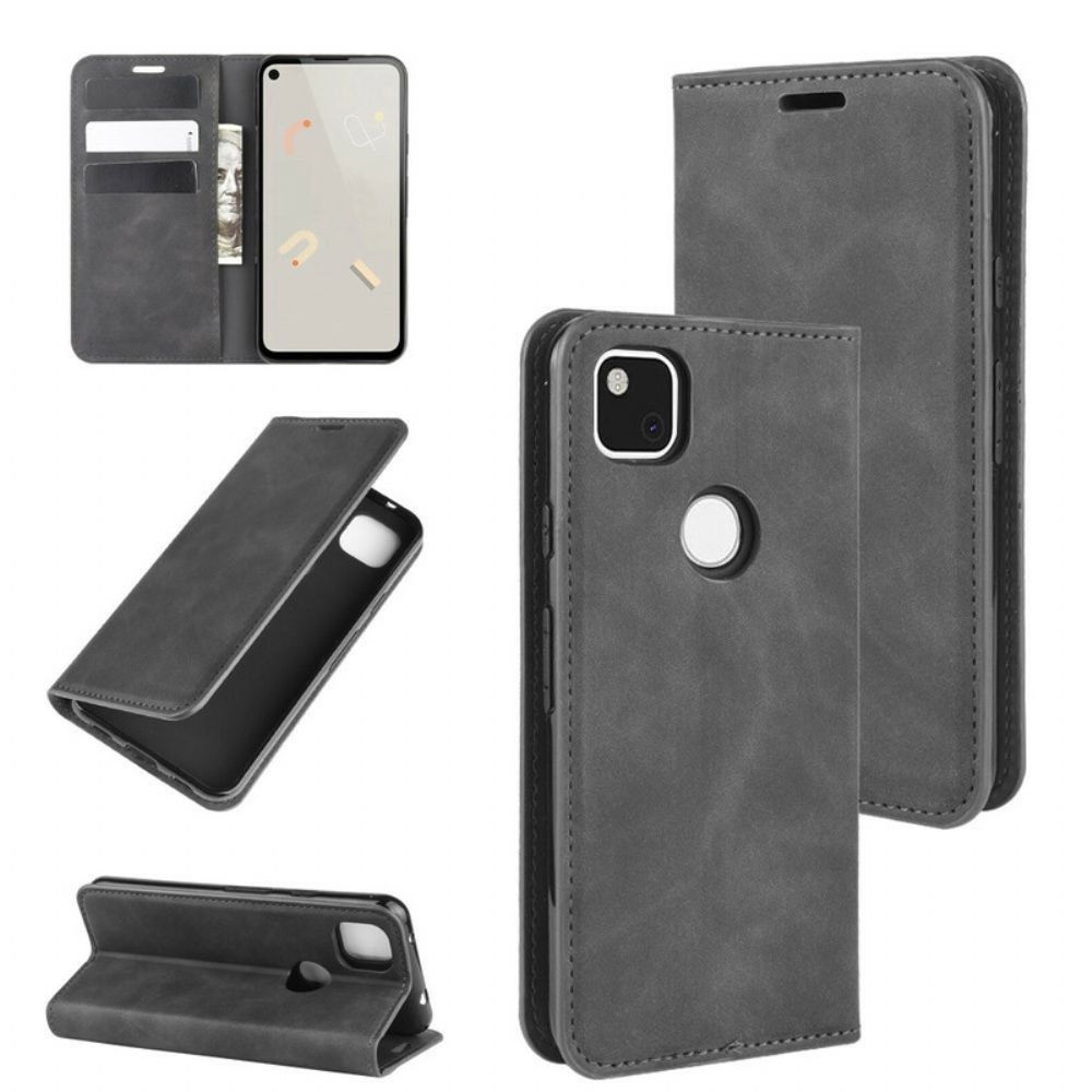 Schutzhülle Für Google Pixel 4a Flip Case Weicher Seidenleder-effekt