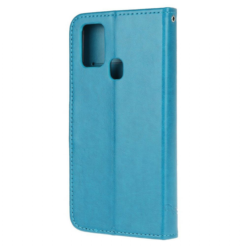 Flip Case Für Honor 9X Lite Mit Kordel Tanga Schmetterlinge Und Blumen
