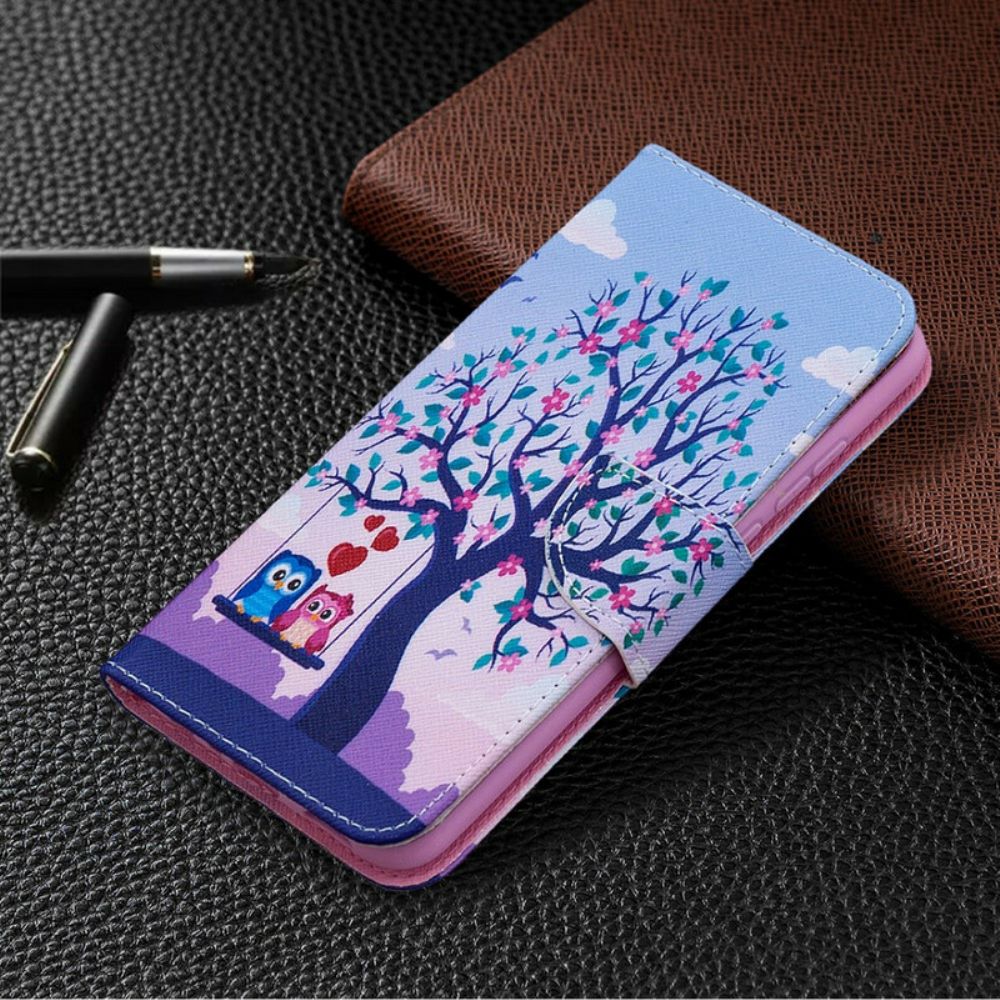 Lederhüllen Für Honor 9X Lite Eulen Auf Der Schaukel