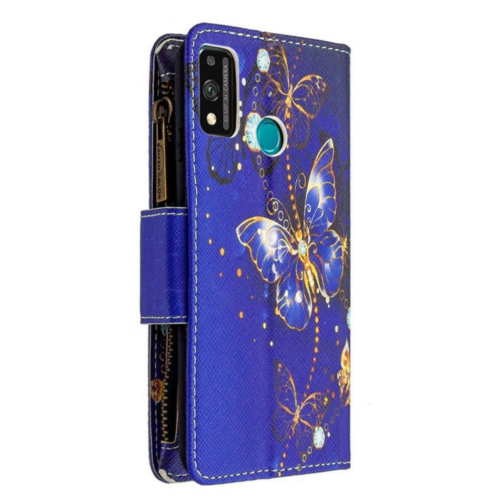 Lederhüllen Für Honor 9X Lite Schmetterlingstasche Mit Reißverschluss