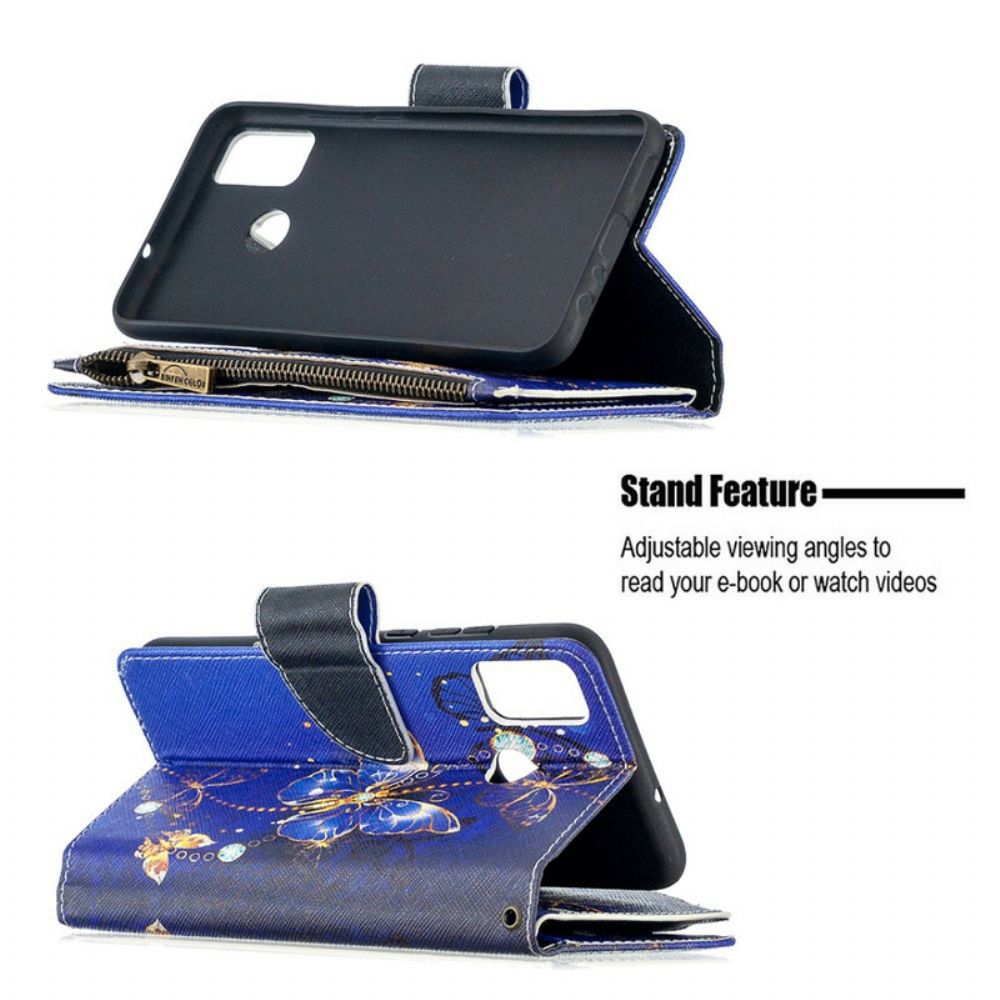 Lederhüllen Für Honor 9X Lite Schmetterlingstasche Mit Reißverschluss