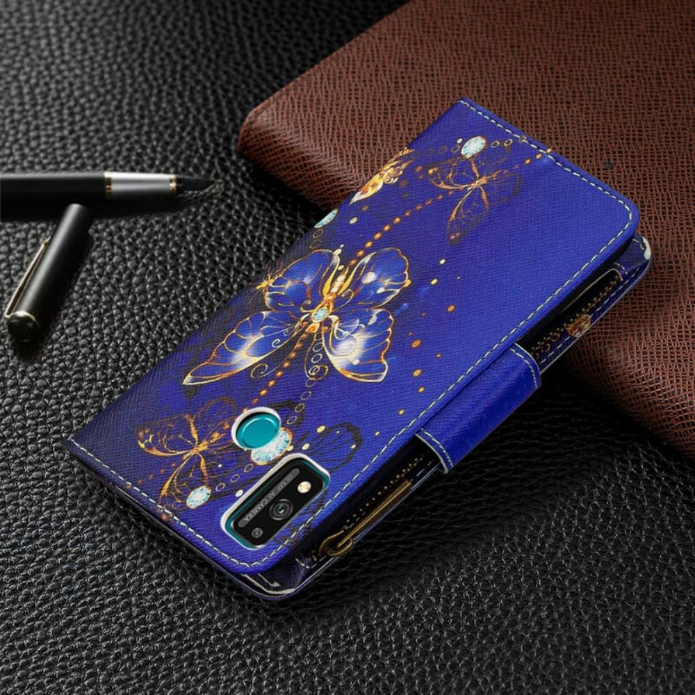 Lederhüllen Für Honor 9X Lite Schmetterlingstasche Mit Reißverschluss