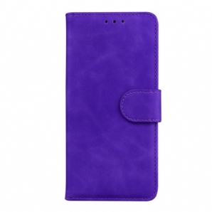 Flip Case Für Moto G51 5G Einfarbiger Ledereffekt