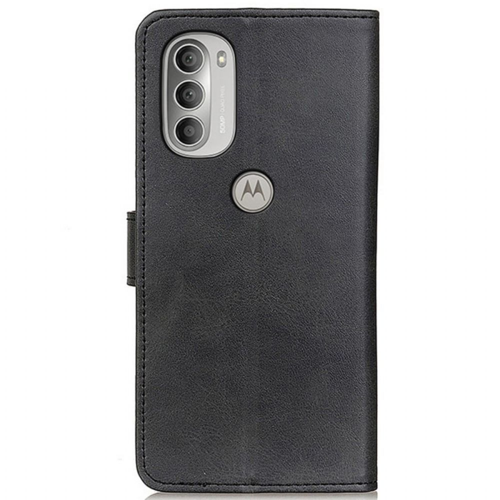 Flip Case Für Moto G51 5G Retro-mattleder-effekt