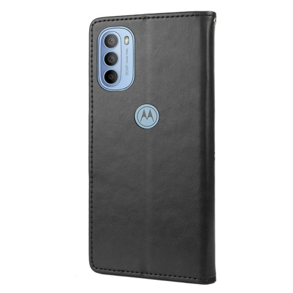 Lederhüllen Für Moto G51 5G Mit Kordel Prächtige Riemenschmetterlinge