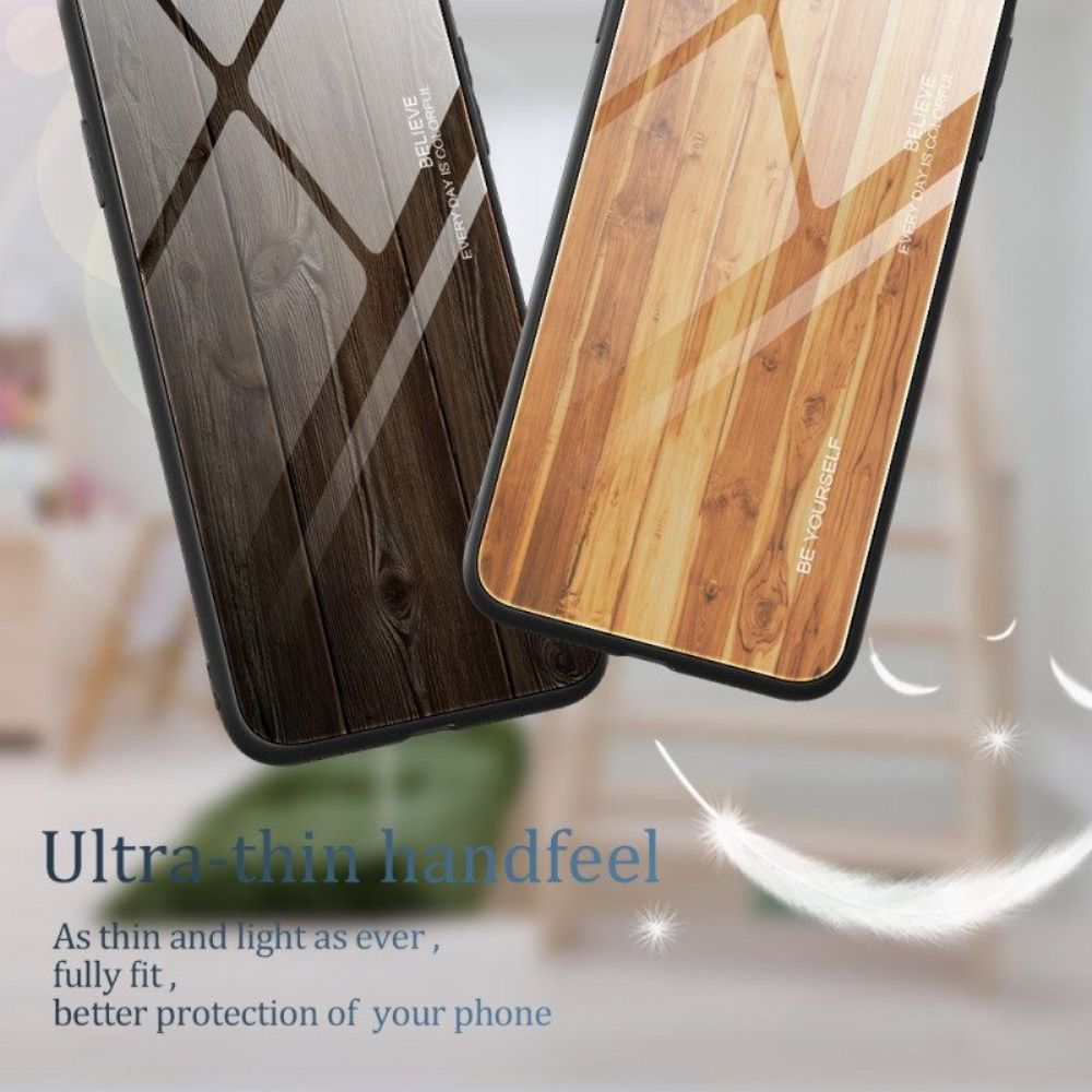 Hülle Für Xiaomi Redmi Note 12 Pro Holzdesign Aus Gehärtetem Glas