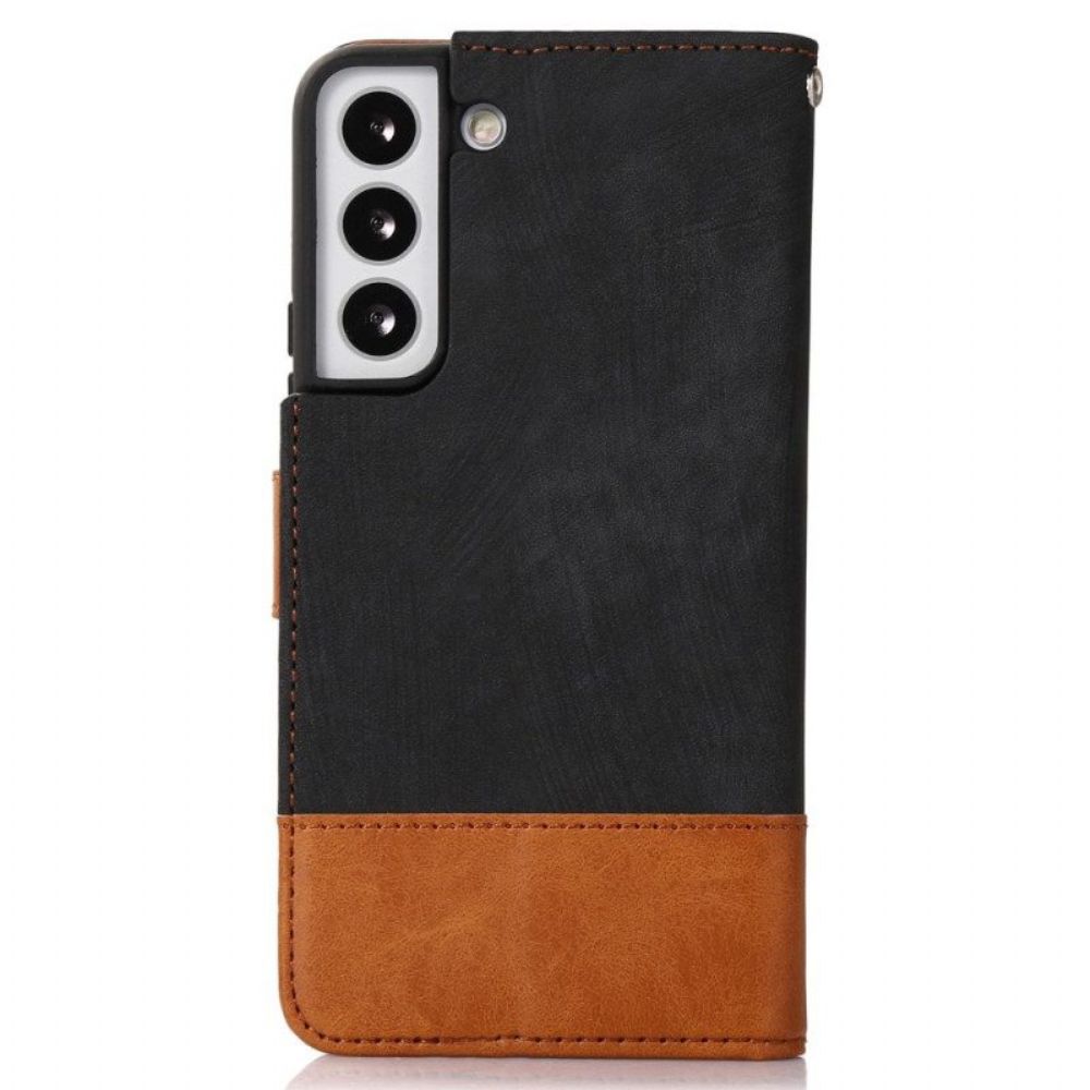 Flip Case Für Samsung Galaxy S23 5G Zweifarbiger Skin-touch
