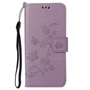 Lederhüllen Für Samsung Galaxy S23 5G Schmetterlinge Und Blumen