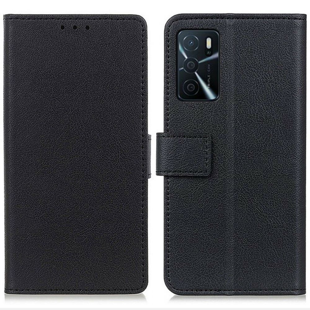 Lederhüllen Für Oppo A16 / A16s Einfacher Glänzender Ledereffekt