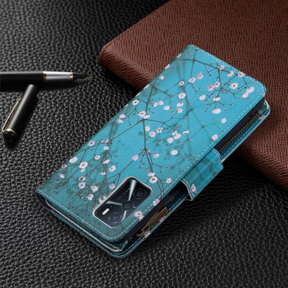 Lederhüllen Für Oppo A16 / A16s Reißverschlusstasche Mit Baum