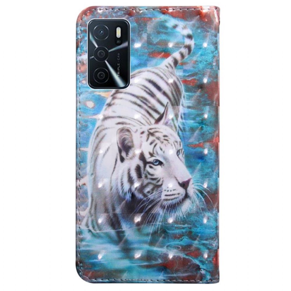 Lederhüllen Für Oppo A16 / A16s Tiger Im Wasser