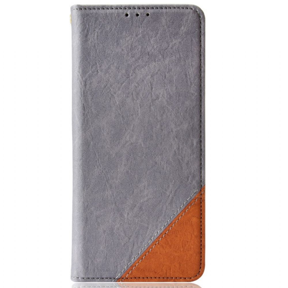Schutzhülle Für Oppo A16 / A16s Flip Case Schräges Zweifarbiges Kunstleder