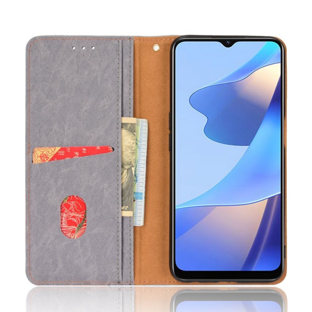 Schutzhülle Für Oppo A16 / A16s Flip Case Schräges Zweifarbiges Kunstleder