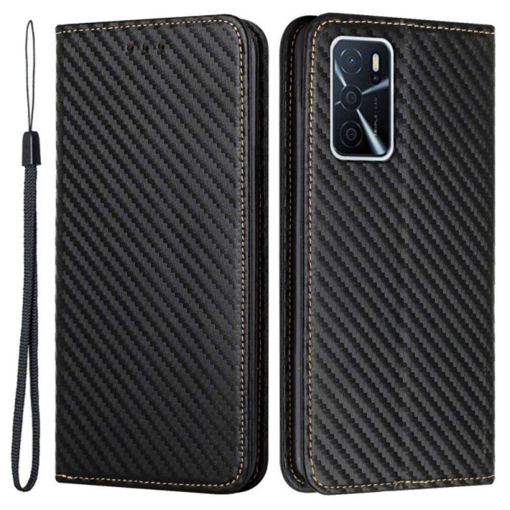 Schutzhülle Für Oppo A16 / A16s Mit Kordel Flip Case Kohlefaserband