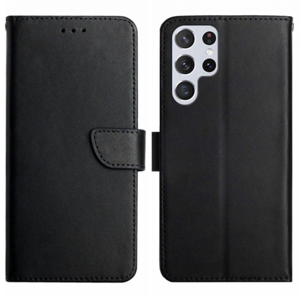 Flip Case Für Samsung Galaxy S23 Ultra 5G Echtes Nappaleder
