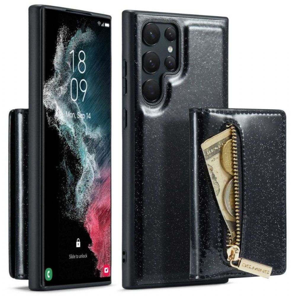 Hülle Für Samsung Galaxy S23 Ultra 5G Abnehmbarer Kartenhalter Mit Glitzer