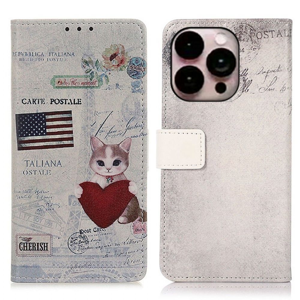 Flip Case Für iPhone 14 Pro Max Reisekat