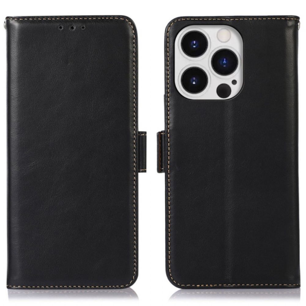Flip Case Für iPhone 14 Pro Max Rfid-funktion Aus Echtem Leder