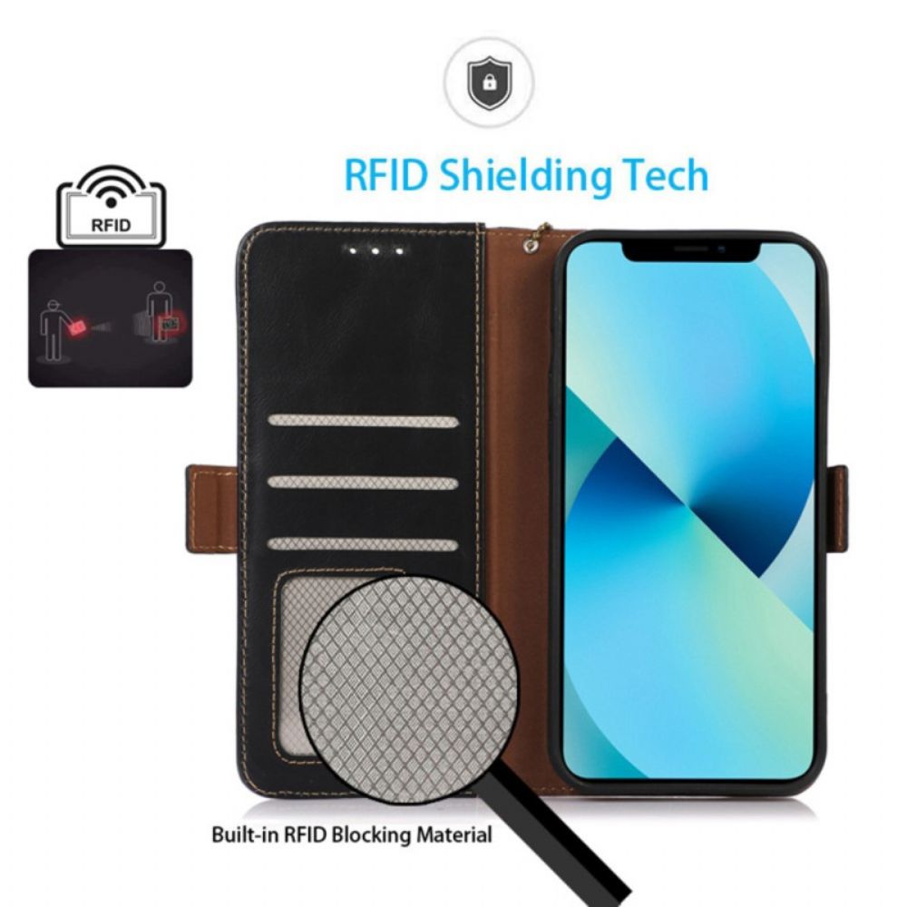 Flip Case Für iPhone 14 Pro Max Rfid-funktion Aus Echtem Leder
