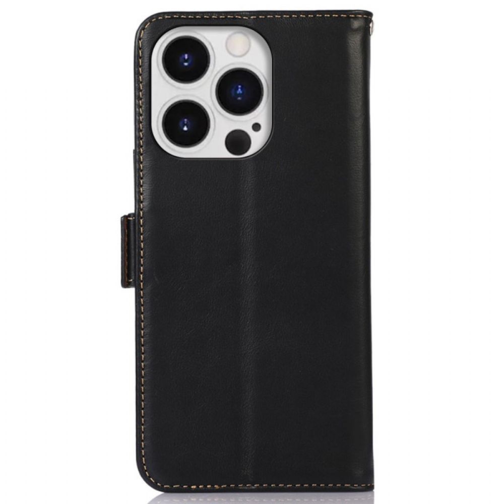 Flip Case Für iPhone 14 Pro Max Rfid-funktion Aus Echtem Leder