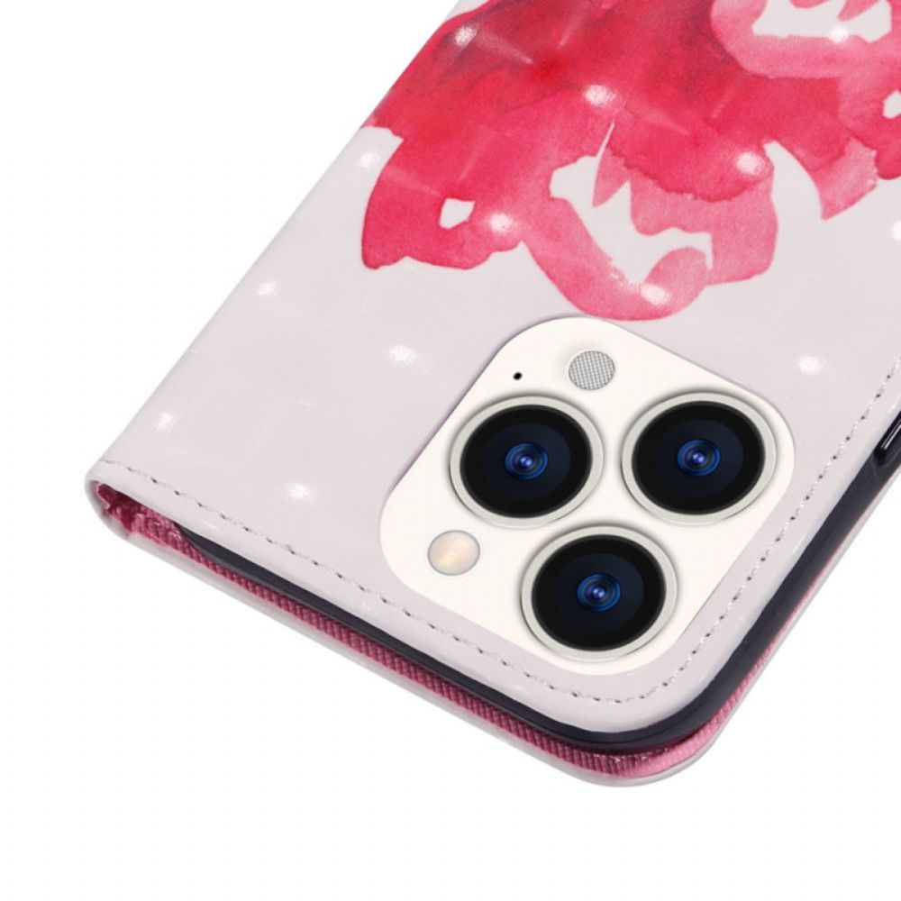 Hülle Lederhüllen Für iPhone 14 Pro Max Wasserfarbenes Halfter