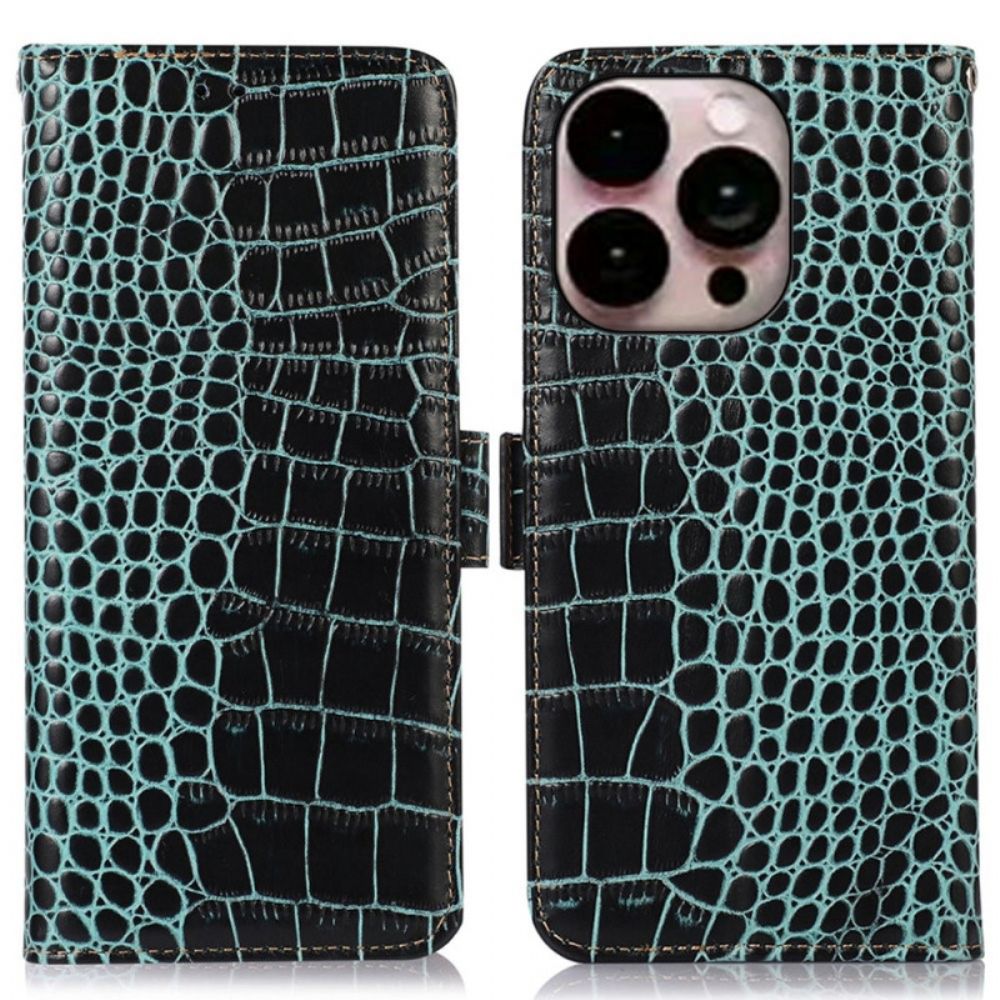 Lederhüllen Für iPhone 14 Pro Max Rfid-krokodil-stil