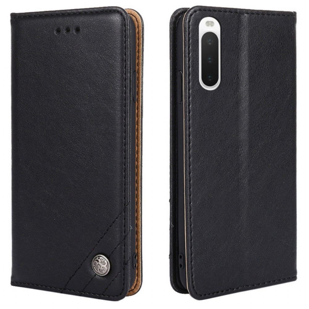 Schutzhülle Für Sony Xperia 10 IV Flip Case Kunstleder Zierniete