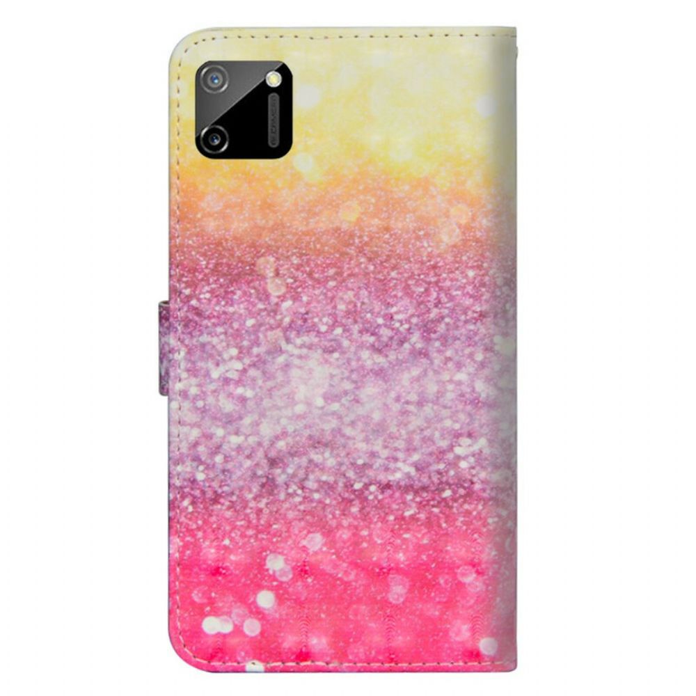 Lederhüllen Für Realme C11 Magentafarbener Glitzerverlauf
