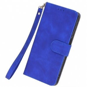 Flip Case Für Realme C30 Mit Kordel Skin-touch-riemen Mit Sichtbaren Nähten