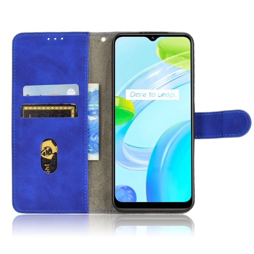Flip Case Für Realme C30 Mit Kordel Skin-touch-riemen Mit Sichtbaren Nähten