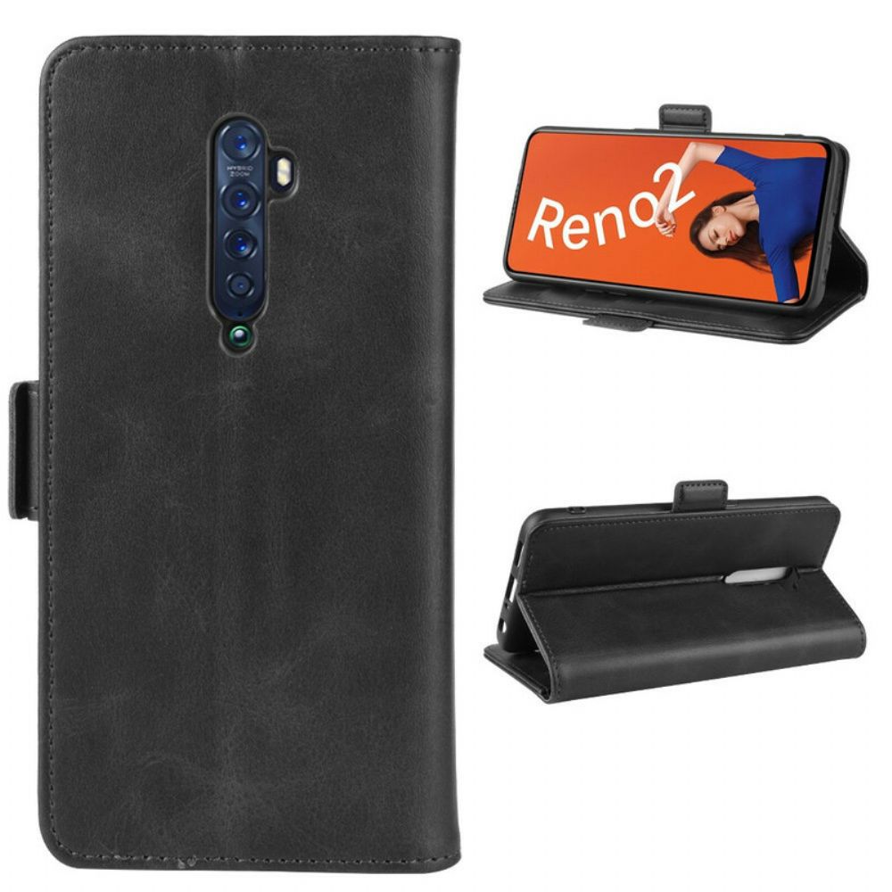 Lederhüllen Für Oppo Reno 2 Flip Case Doppelklappe