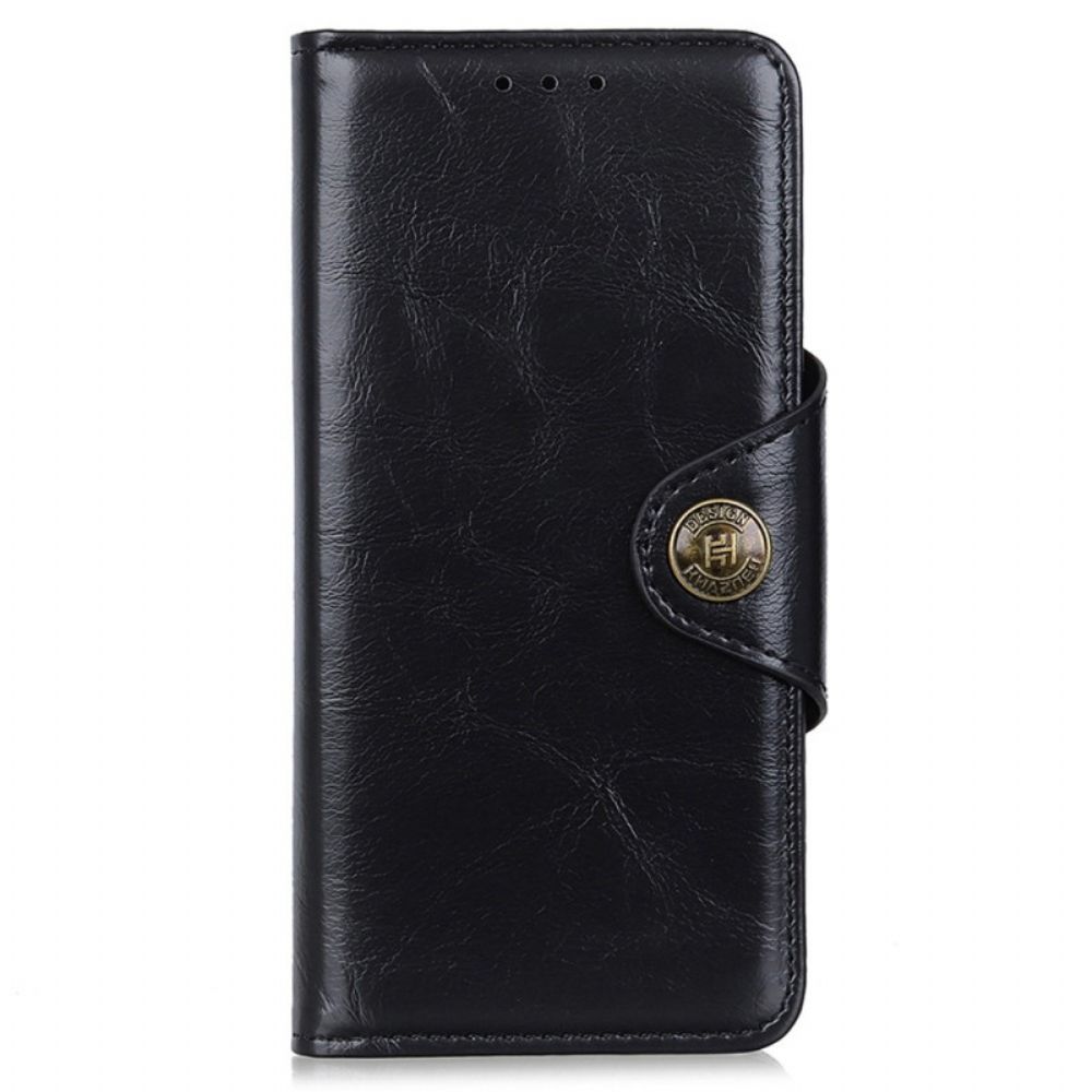 Flip Case Für Xiaomi Redmi 10C Khazneh-knopf Aus Lacklederimitat
