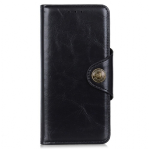 Flip Case Für Xiaomi Redmi 10C Khazneh-knopf Aus Lacklederimitat