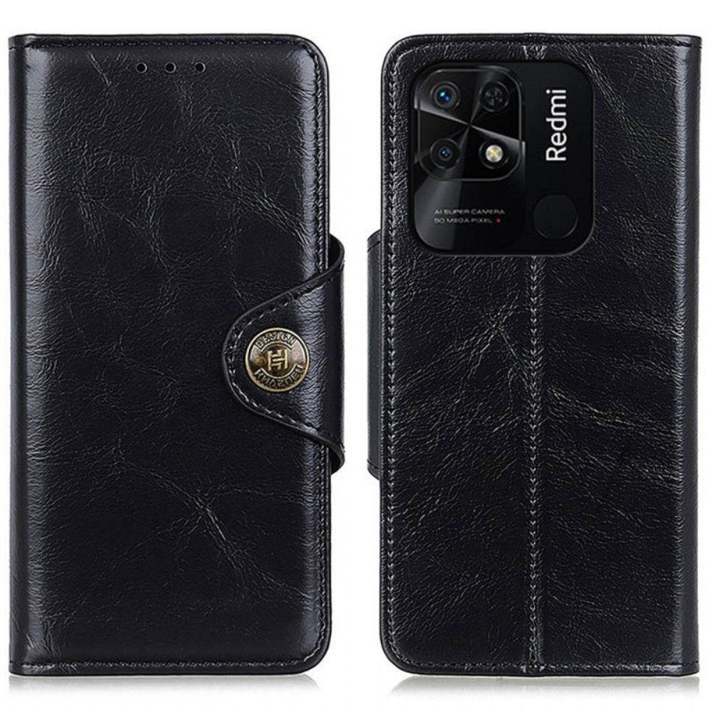 Flip Case Für Xiaomi Redmi 10C Khazneh-knopf Aus Lacklederimitat