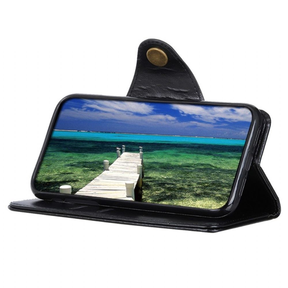 Flip Case Für Xiaomi Redmi 10C Khazneh-knopf Aus Lacklederimitat