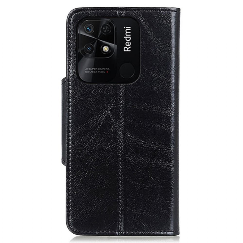 Flip Case Für Xiaomi Redmi 10C Khazneh-knopf Aus Lacklederimitat