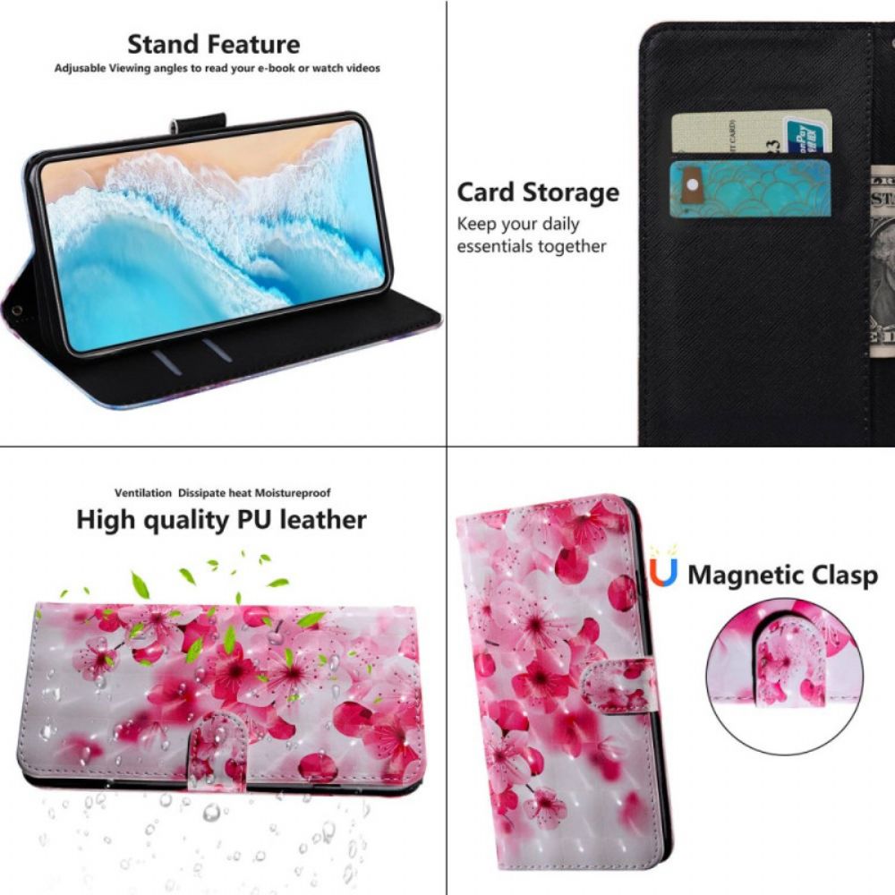 Flip Case Für Xiaomi Redmi 10C Mit Kordel Stringblumen