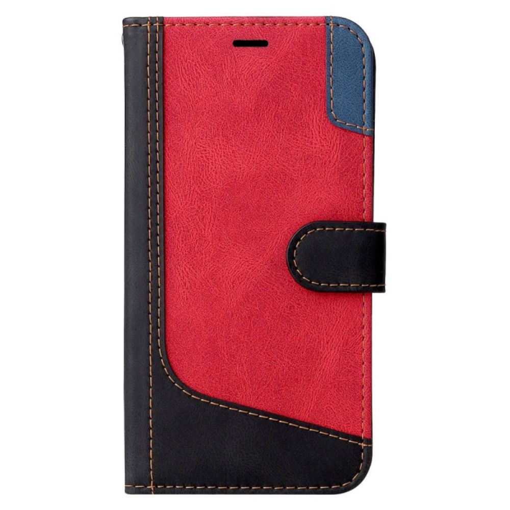 Flip Case Für Xiaomi Redmi 10C Mit Kordel Tricolor Riemchen
