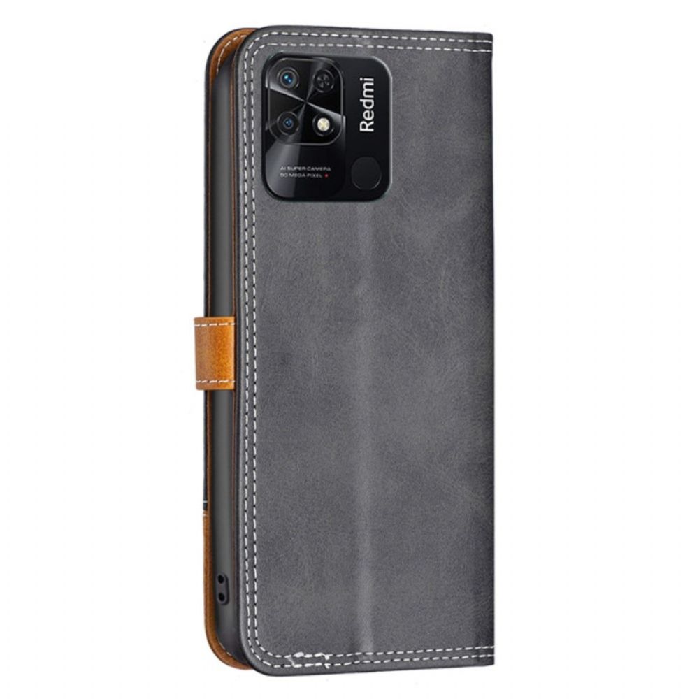 Flip Case Für Xiaomi Redmi 10C Vintage Binfen-farbe