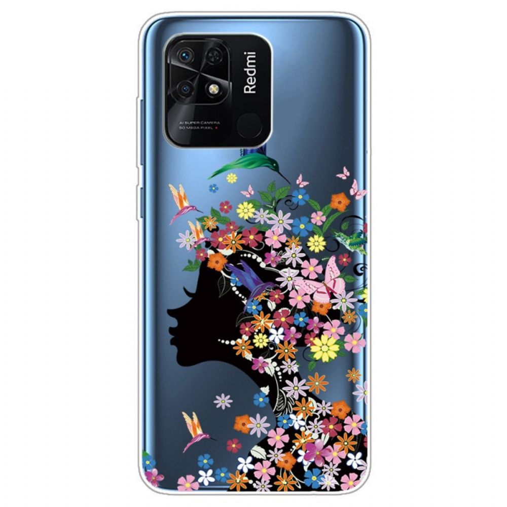 Handyhülle Für Xiaomi Redmi 10C Transparenter Blütenkopf