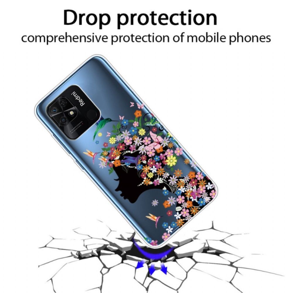 Handyhülle Für Xiaomi Redmi 10C Transparenter Blütenkopf