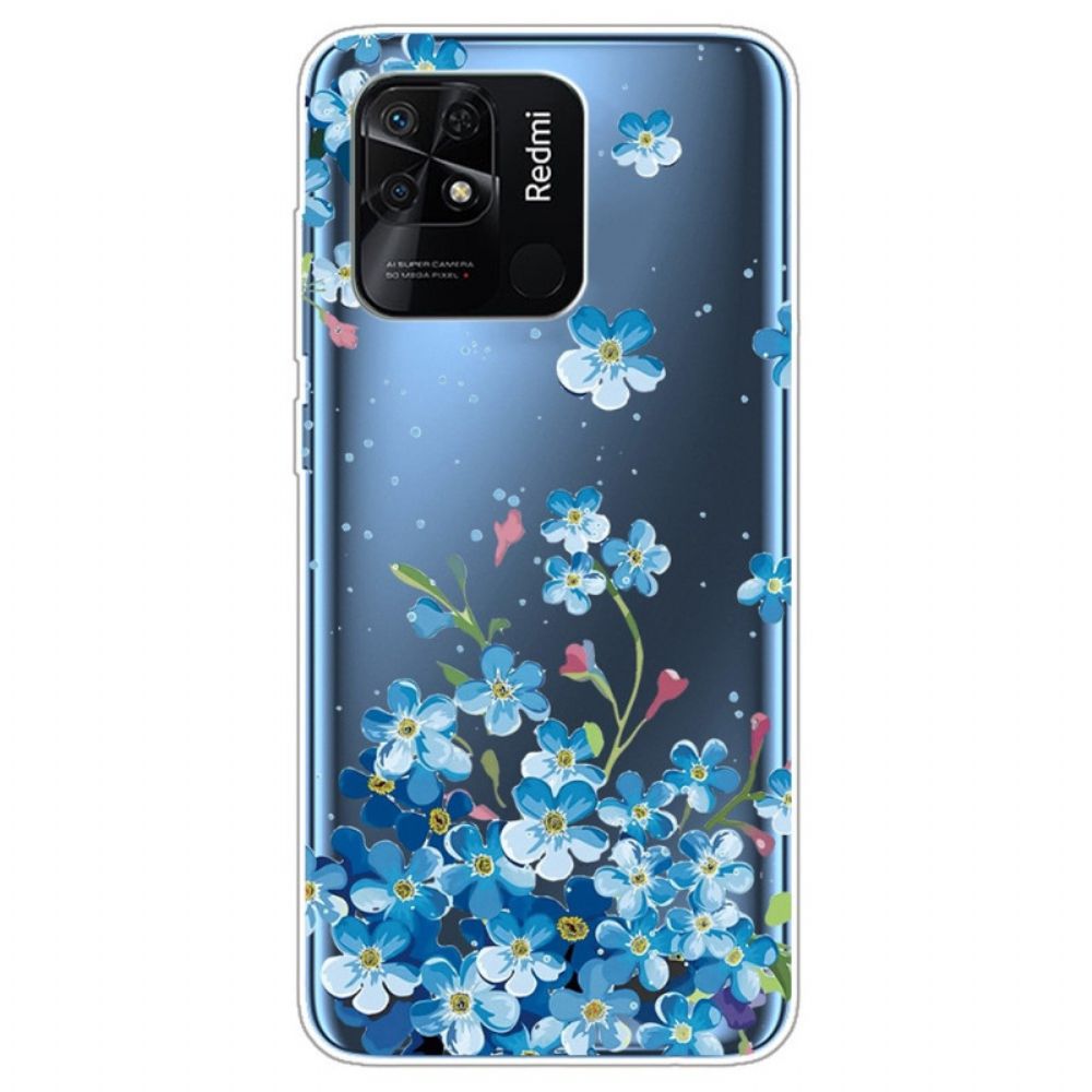 Hülle Für Xiaomi Redmi 10C Transparente Blaue Blumen