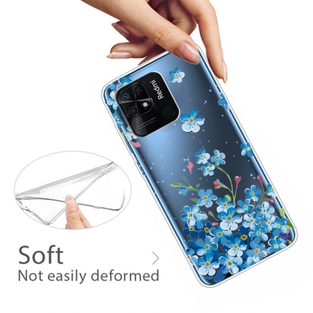Hülle Für Xiaomi Redmi 10C Transparente Blaue Blumen