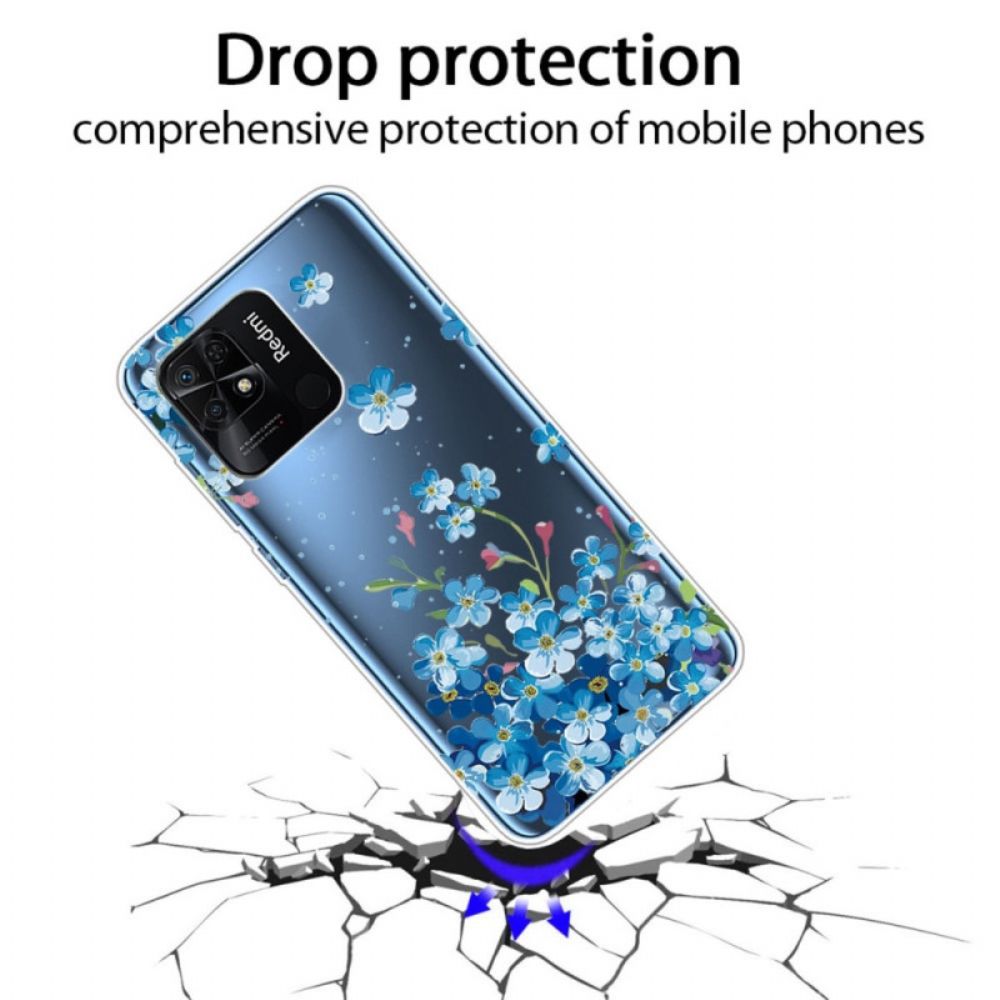Hülle Für Xiaomi Redmi 10C Transparente Blaue Blumen