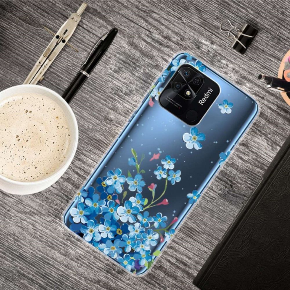 Hülle Für Xiaomi Redmi 10C Transparente Blaue Blumen