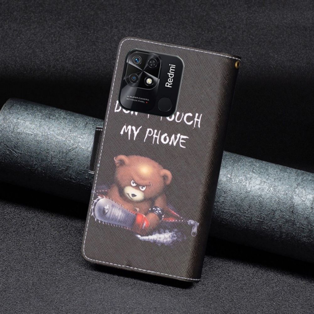 Lederhüllen Für Xiaomi Redmi 10C Gefährlicher Bär Mit Reißverschluss