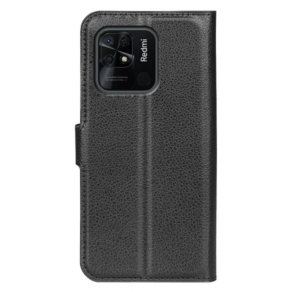 Lederhüllen Für Xiaomi Redmi 10C Klassischer Litschi-leder-effekt