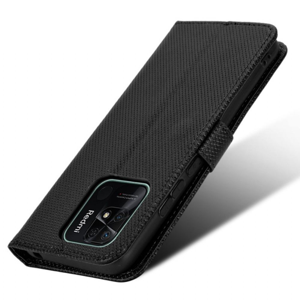 Lederhüllen Für Xiaomi Redmi 10C Mit Kordel Gestylter Kunstlederriemen