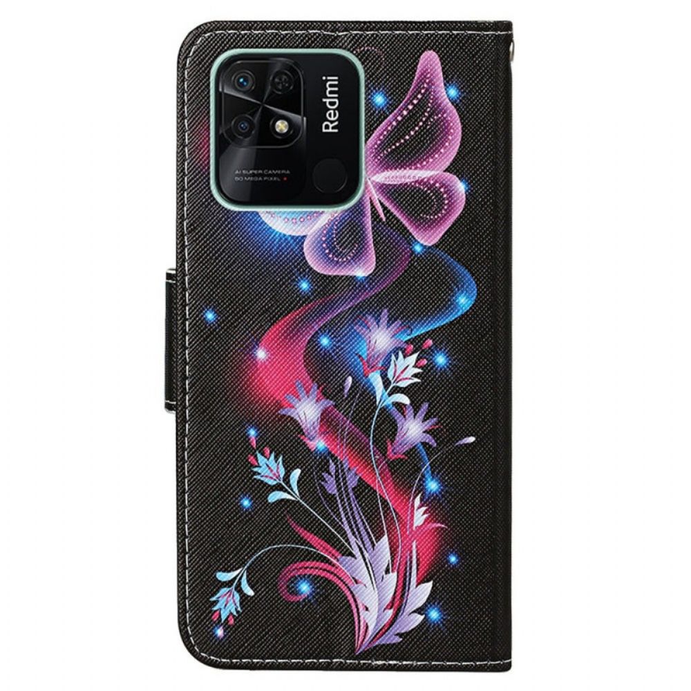 Lederhüllen Für Xiaomi Redmi 10C Mit Kordel Tanga Schmetterlingstanz