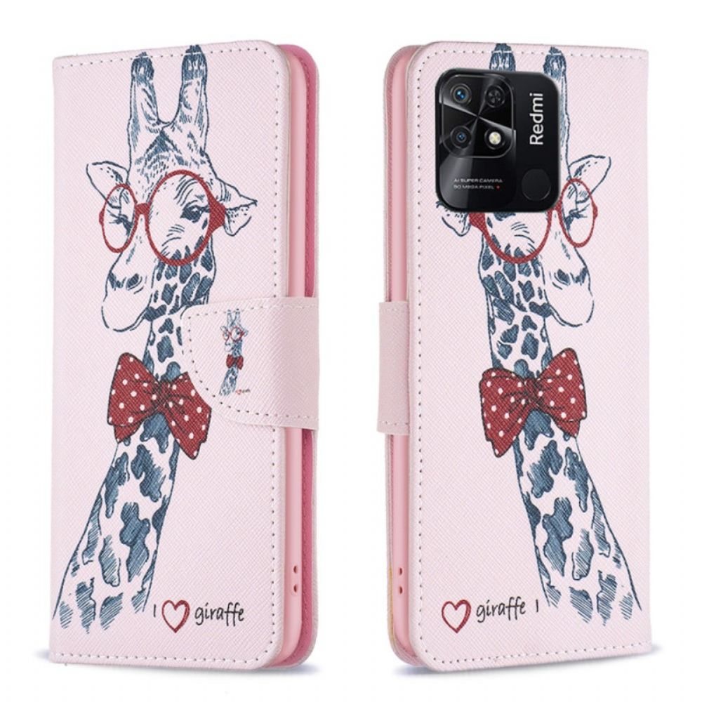 Lederhüllen Für Xiaomi Redmi 10C Nerdige Giraffe